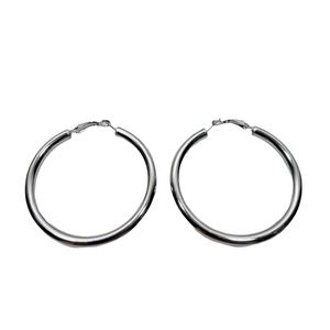 Silver Colored Thick Hoop Earrings